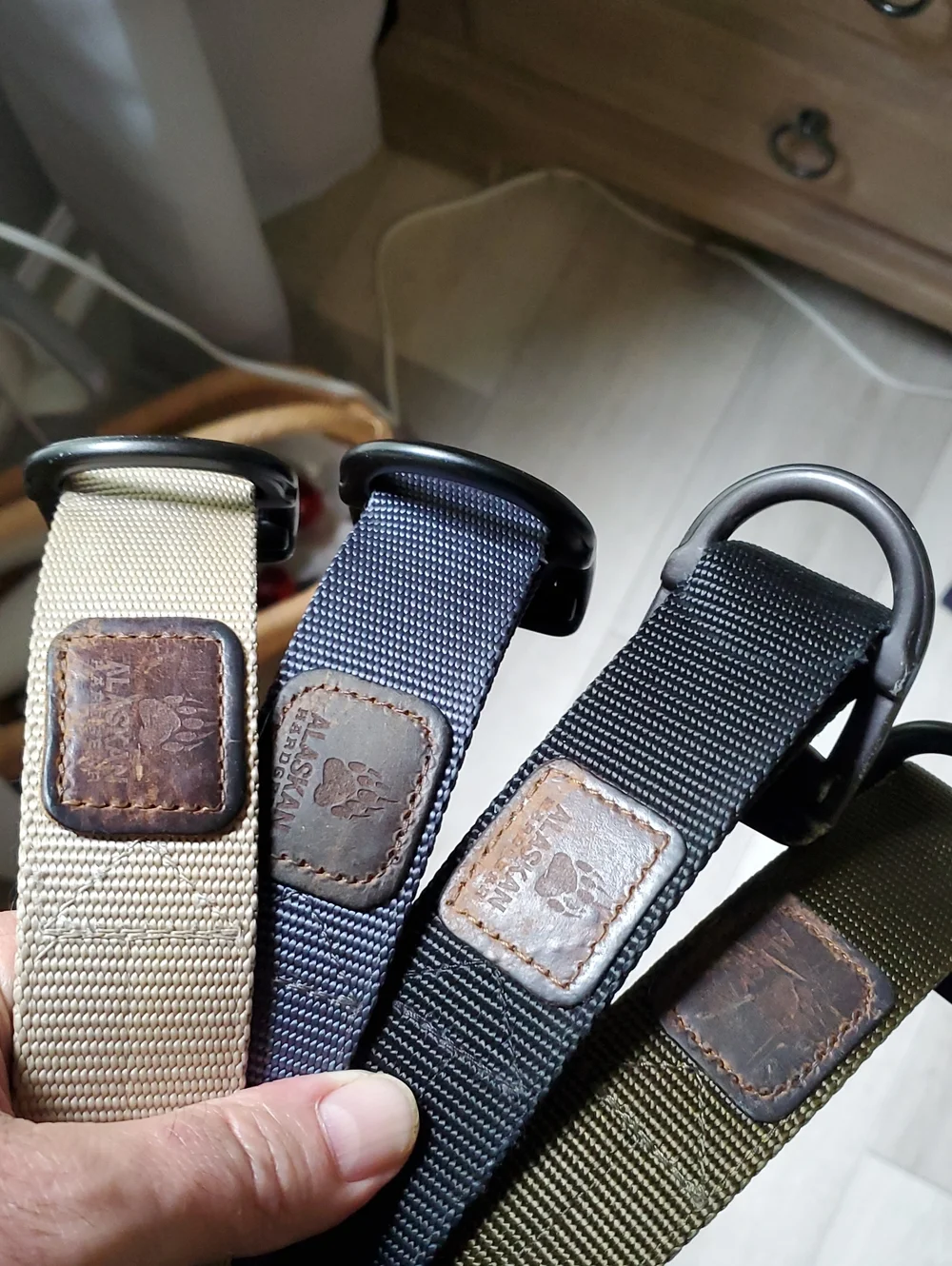 (4) Duluth Trading Co Nylon Web Belts in Black, Navy, Tan, Olive, AKHG